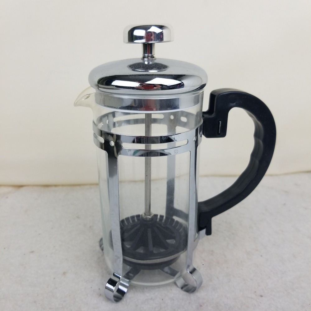French Press Coffee‎ Maker, Silver Chrome Accent sm 2 cup personal 14 oz